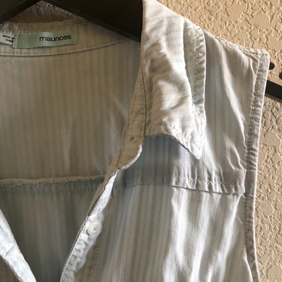 Maurices Blue and White Striped Sleeveless Button Down - Picture 6 of 6